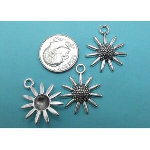 6pcs Sunflower Charms Silver Tone flowers daisy‎ daisies